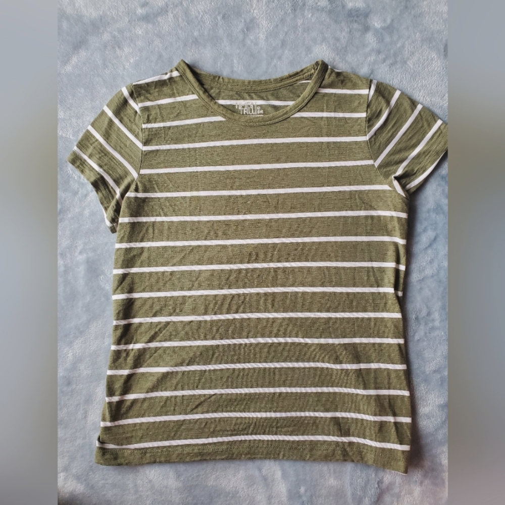Striped short sleeved T shirt